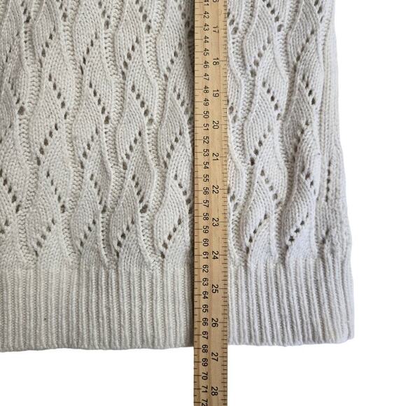 LOFT Open Knit Sweater Large Wool Rabbit Hair Blend Quiet Luxury Classic Preppy - Picture 10 of 10
